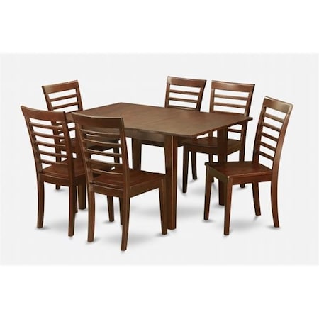 East West Furniture East West Furniture MILA7-MAH-W 7 Piece Dinette Set For Small Spaces-Kitchen Table and 6 Chairs For Dining Room MILA7-MAH-W